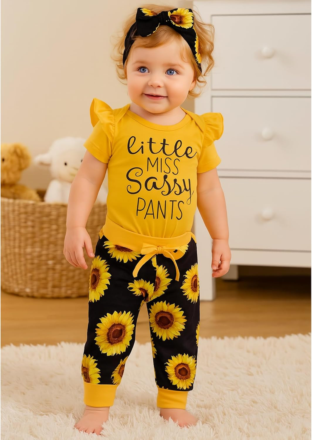 Baby Girl Clothes Ruffle Romper Pants Outfit Set