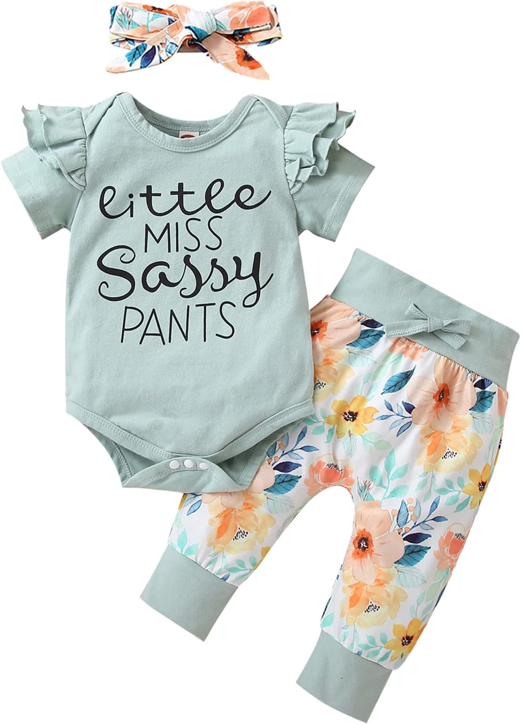 Baby Girl Clothes Ruffle Romper Pants Outfit Set