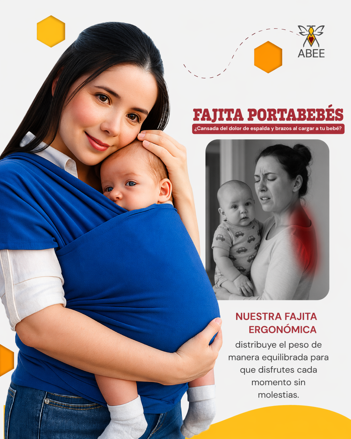 Portabebés ergonómico Abee — Lleva a tu bebé con comodidad, seguridad y amor.