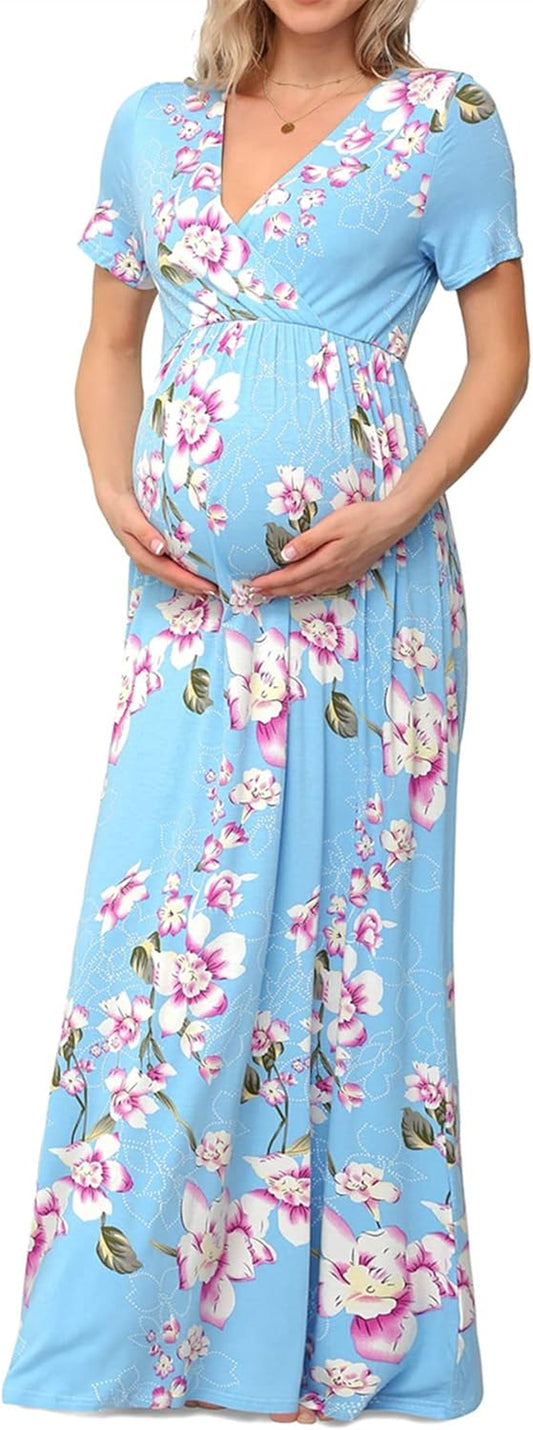 Maternity Maxi Wrap Dress for Women