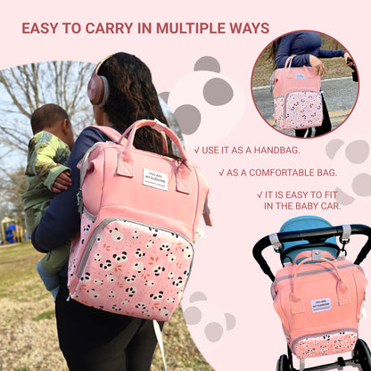 Combo Diaper bag backpack includes changing mat and cosmetic bag