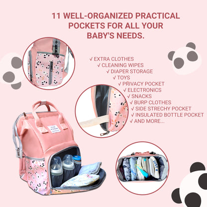 Combo Diaper bag backpack includes changing mat and cosmetic bag