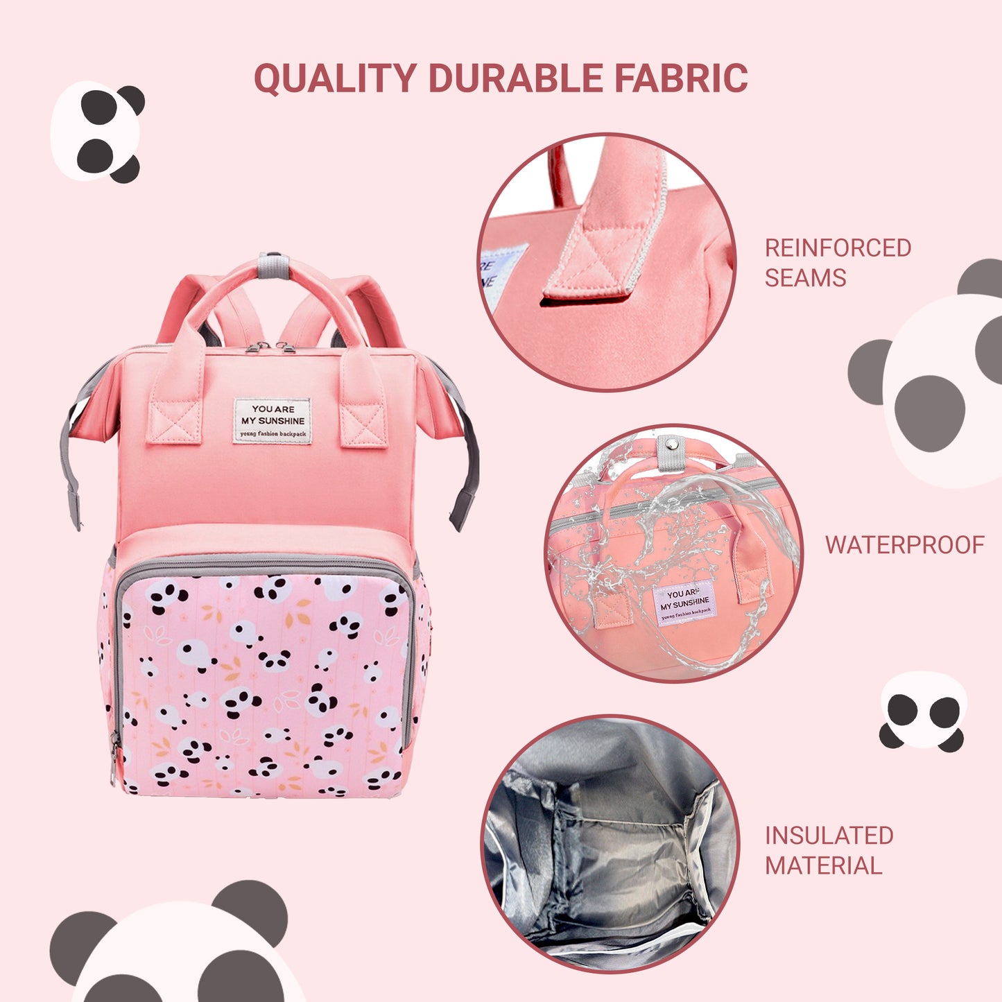 Combo Diaper bag backpack includes changing mat and cosmetic bag