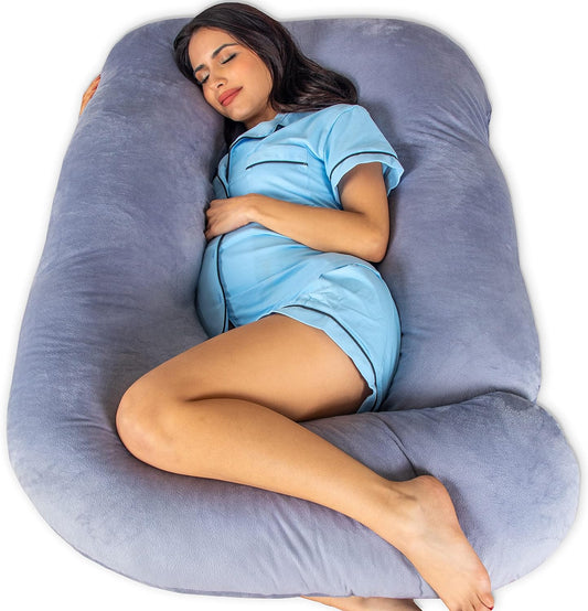 Pregnancy Pillows, U-Shape Full Body Pillow -Removable Cover Jumbo Size - Grey - Pregnancy Pillows for Sleeping - Body Pillows for Adults, Maternity Pillow and Pregnancy Must Haves