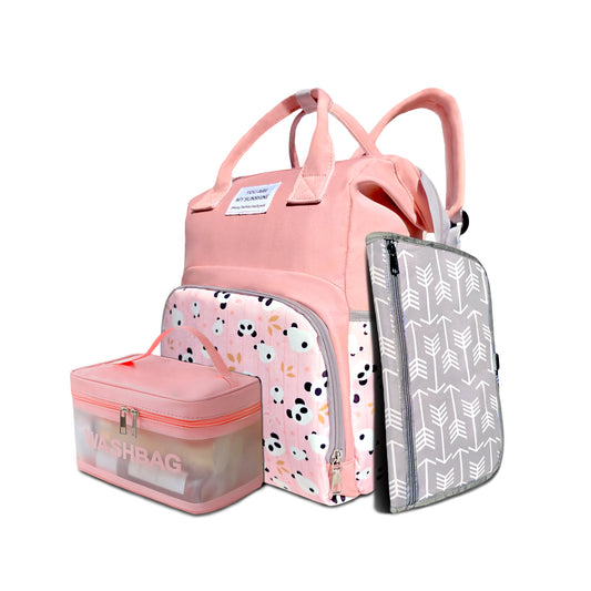 Combo Diaper bag backpack includes changing mat and cosmetic bag