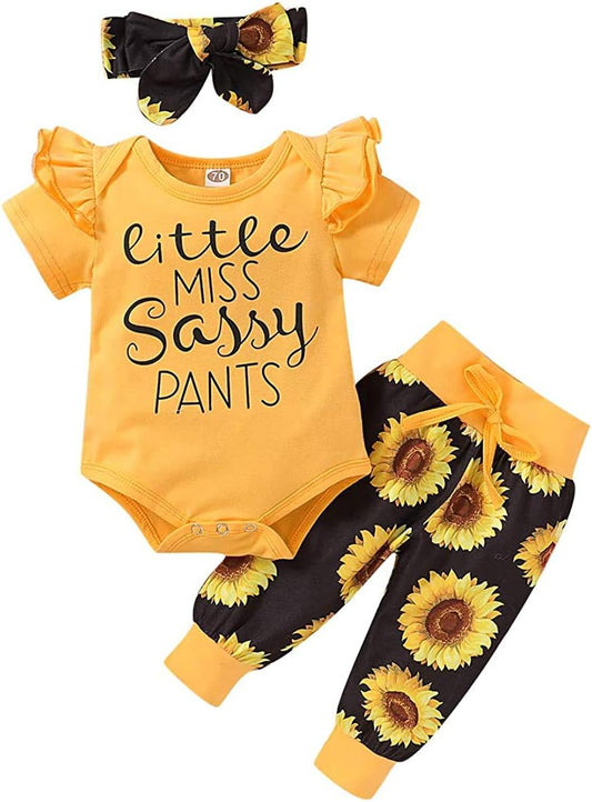 Baby Girl Clothes Ruffle Romper Pants Outfit Set